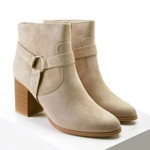 Embroidered Faux Suede Boots